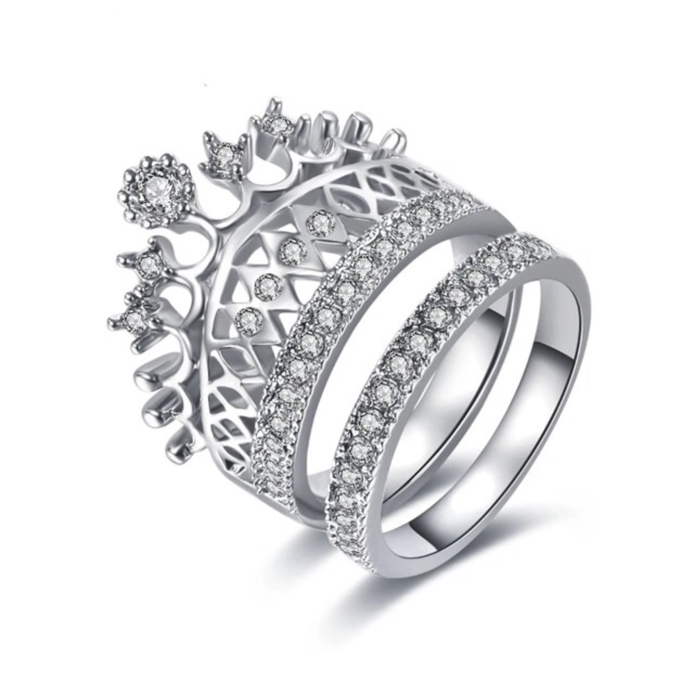 NEW!💙💎GORGEOUS! CROWN 👑 RING BAND SET!💎💎NICE! - Picture 7 of 8